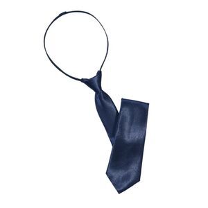 Men's Adjustable Zipper Straps Solid Color Necktie Business Tie Medium Dark Blue